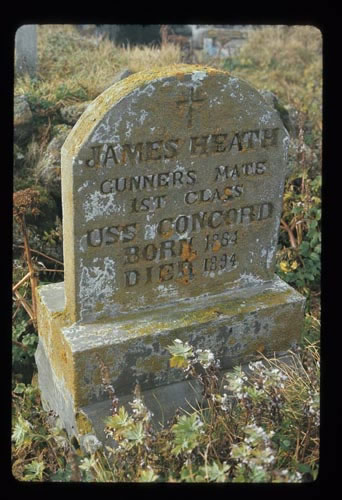 Photo of James Heath's headstone at Northeast Point.
