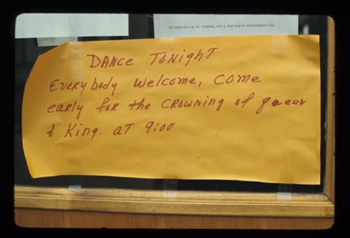 Photo of notice of dance party.
