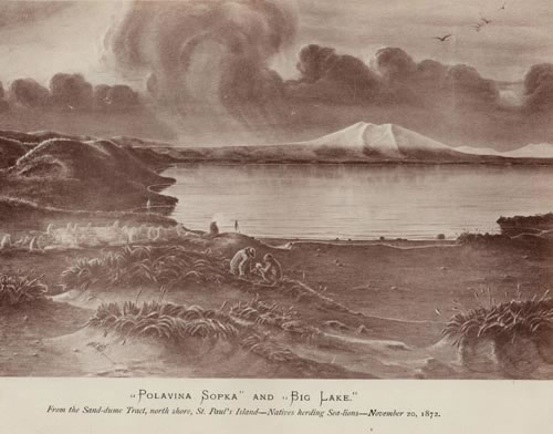 Drawing of Polovina Hill and Big Lake.