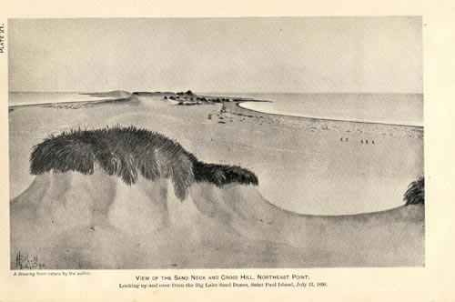 Drawing of view of the Sand Neck and Cross Hill at Northeast Point.
