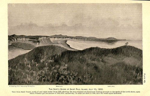 Drawing of the north shore of St. Paul Island, showing abandoned hauling grounds.