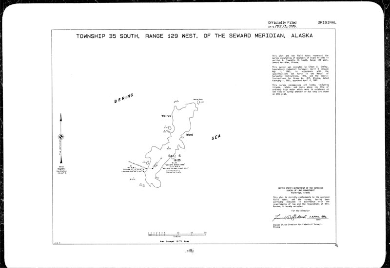 Map of Township 35 South, Range 129 West, of the Seward Meridian, Alaska.