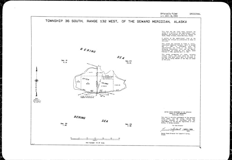 Map of Township 36 South, Range 132 West, of the Seward Meridian, Alaska.