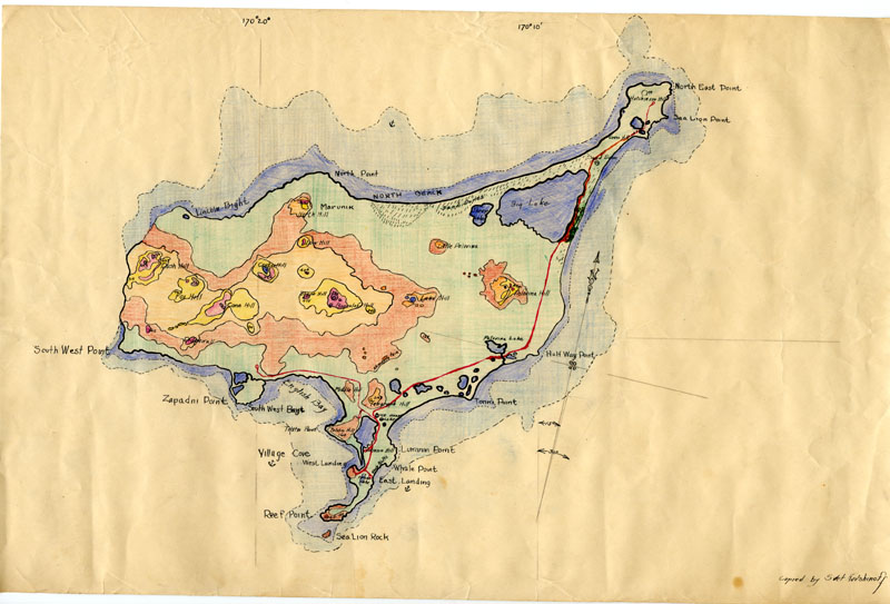 Drawing of map of St. Paul Island.