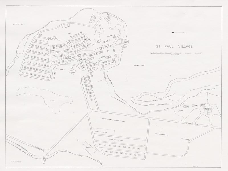 Hand-drawn map of St. Paul Village.