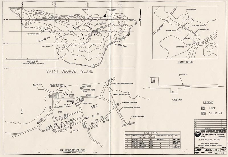 Map of St. George Village and Underground Storage Tank (UST) Locations.