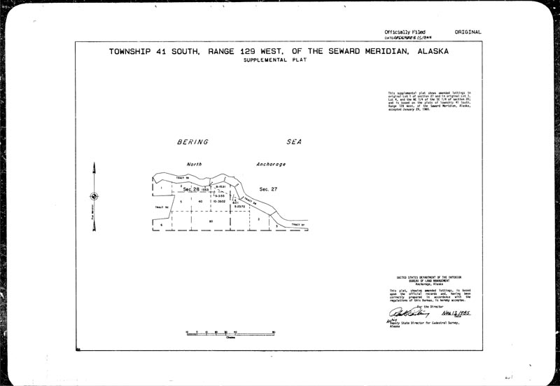 Map of Township 41 South, Range 129 West, of the Seward Meridian, Alaska (supplemental plat).