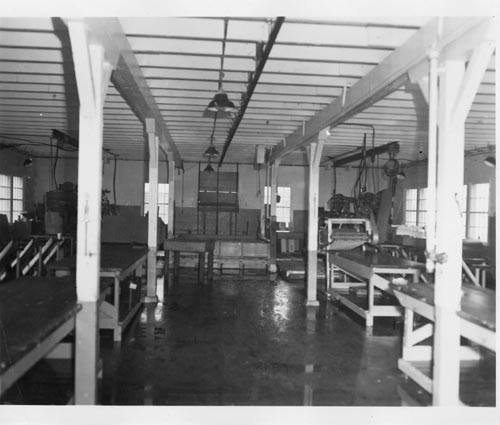 Photo of interior of the sealing shed.