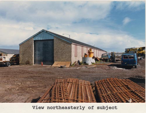 Photo of northeasterly view of the Equipment storage shed, lot 14 of Tract 43.