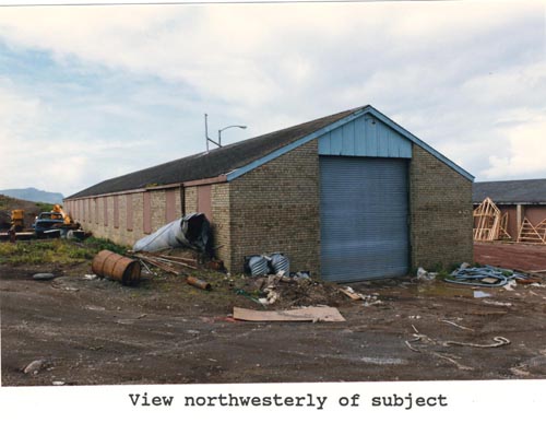 Photo of northwesterly view of the Equipment storage shed, lot 14 of Tract 43.