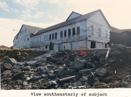 Photo of southeasterly view of the Sealing Plant, prior to building restoration.