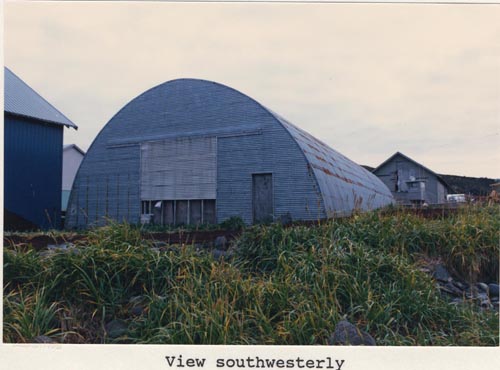 Photo of southwesterly view of the Quonset Building.