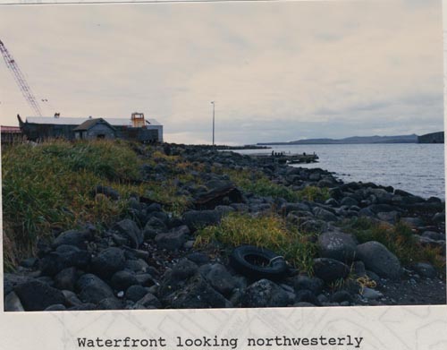 Photo of northwesterly view of the St. Paul Waterfront, near Quonset Building.