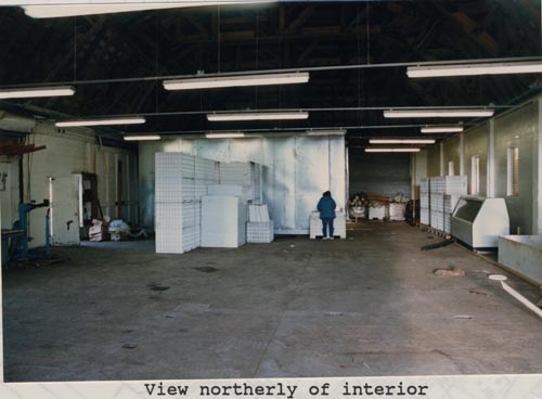 Photo of the northerly view of the interior of the Halibut Processing Plant.