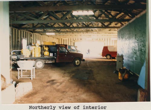 Photo of northerly view of the interior of the Equipment Shed.