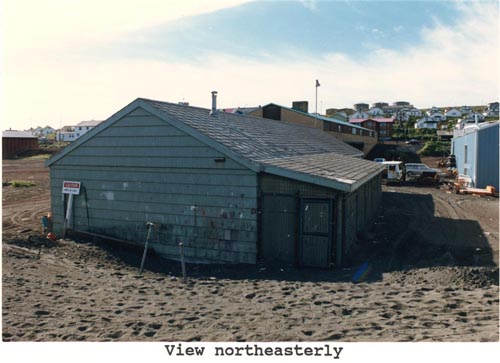 Photo of northeasterly view of the five car garage.