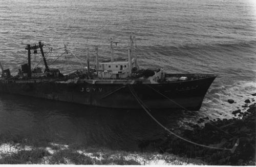 Photo of sinking of the M/V Ryuyo Maru near Tolstoi Point.
