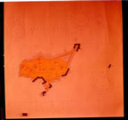 Thumbnail photo of NOAA Chart 8894 (St. Paul) with flight patterns for the 1967 aerial survey shown with tape.