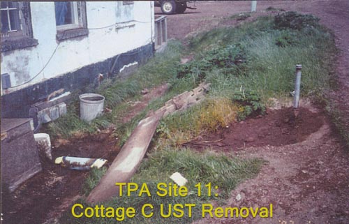 Photo of UST removal at the Cottage C UST.