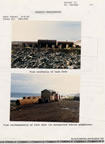 Thumbnail photo group showing southerly view of rusted tanks at tank farm and northeasterly view of rusted tanks and small brick building at tank farm.