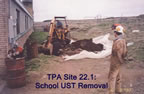 Thumbnail photo of people with excavator at St. George School UST Removal.