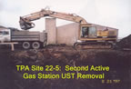 Thumbnail photo of an excavator loading truck at the second Active Gas Sation UST Removal.