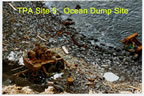 Thumbnail photo of rusted metal objects on rocky shore at the Ocean Dump Site.