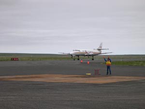 Photo of airplane on runway.